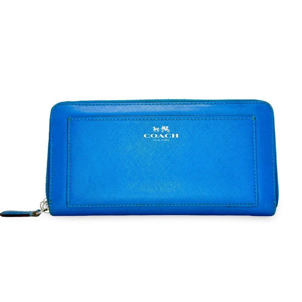Electric Blue Darcy Coach Long Accordion Wallet
